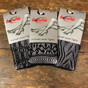 Frenchic Fishnet Lace Tights NEW Set of 3